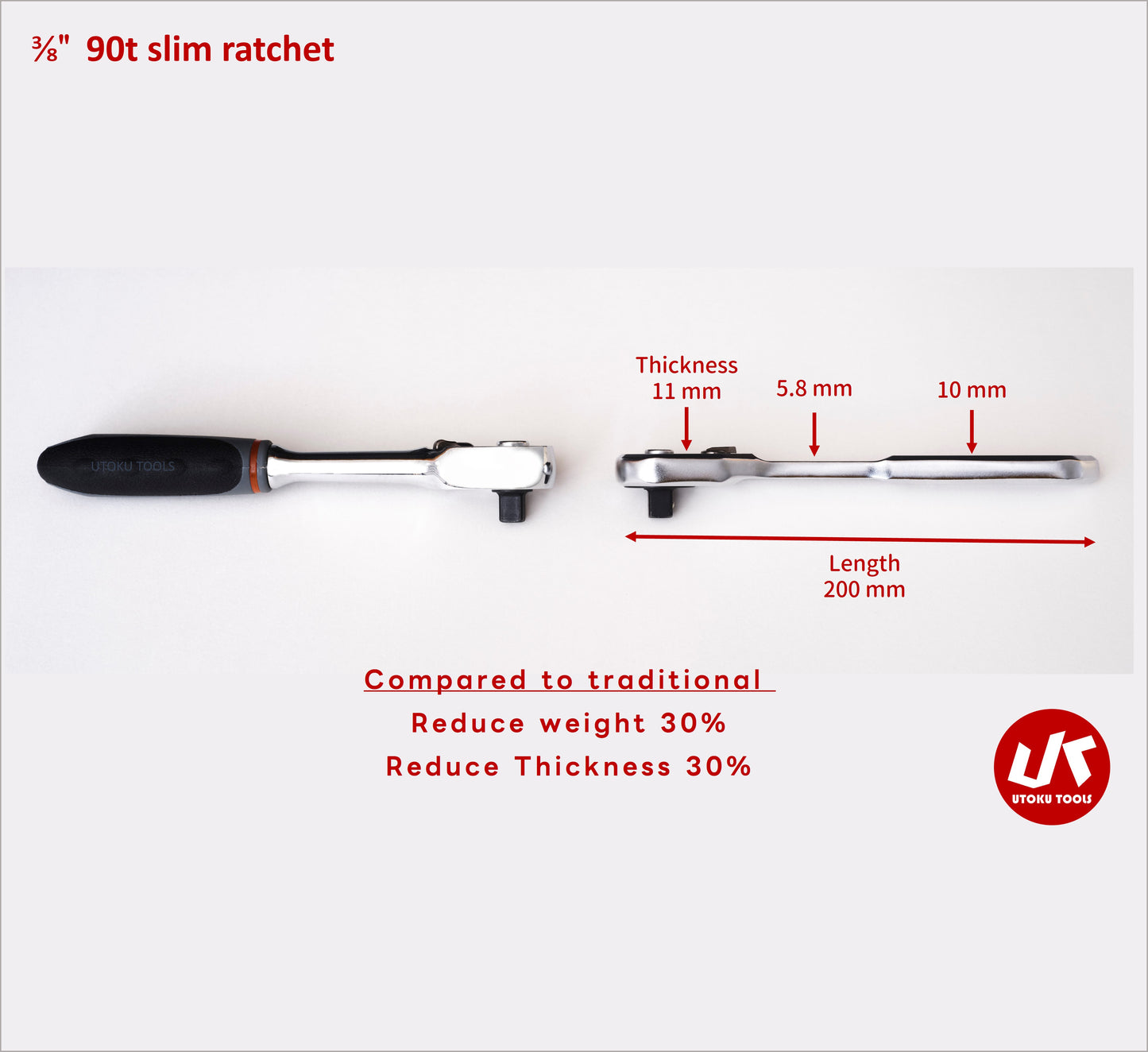 Utoku Super Slim Ratchet 90T 3/8" UT-SSRW-2
