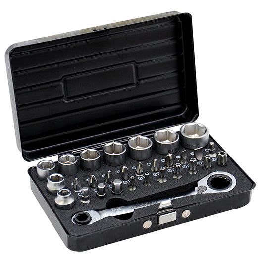 DEEN Low Profile 1/4 in. Drive Metric Socket and Half Cut Bit Set 30 Piece DNBRS31J