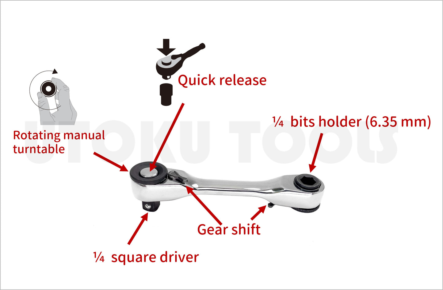 Utoku 90T Double Pico Ratchet Wrench Set UT-pico-s1