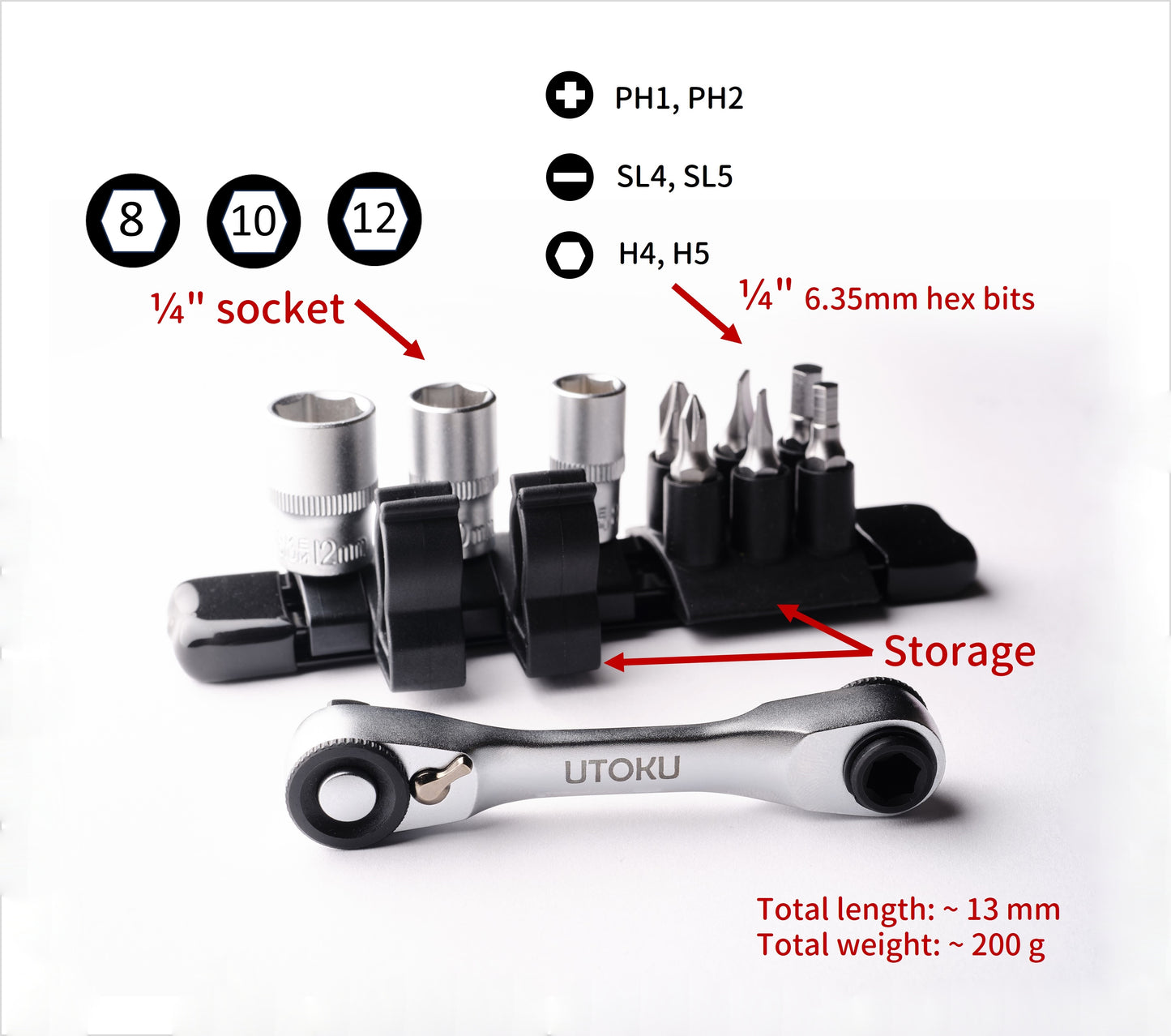 Utoku 90T Double Pico Ratchet Wrench Set UT-pico-s1