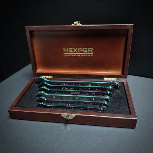 Utoku Nexper Series Titanium Plated Combination Wrench 6pc Wood Set UT-NXPM-tiBST