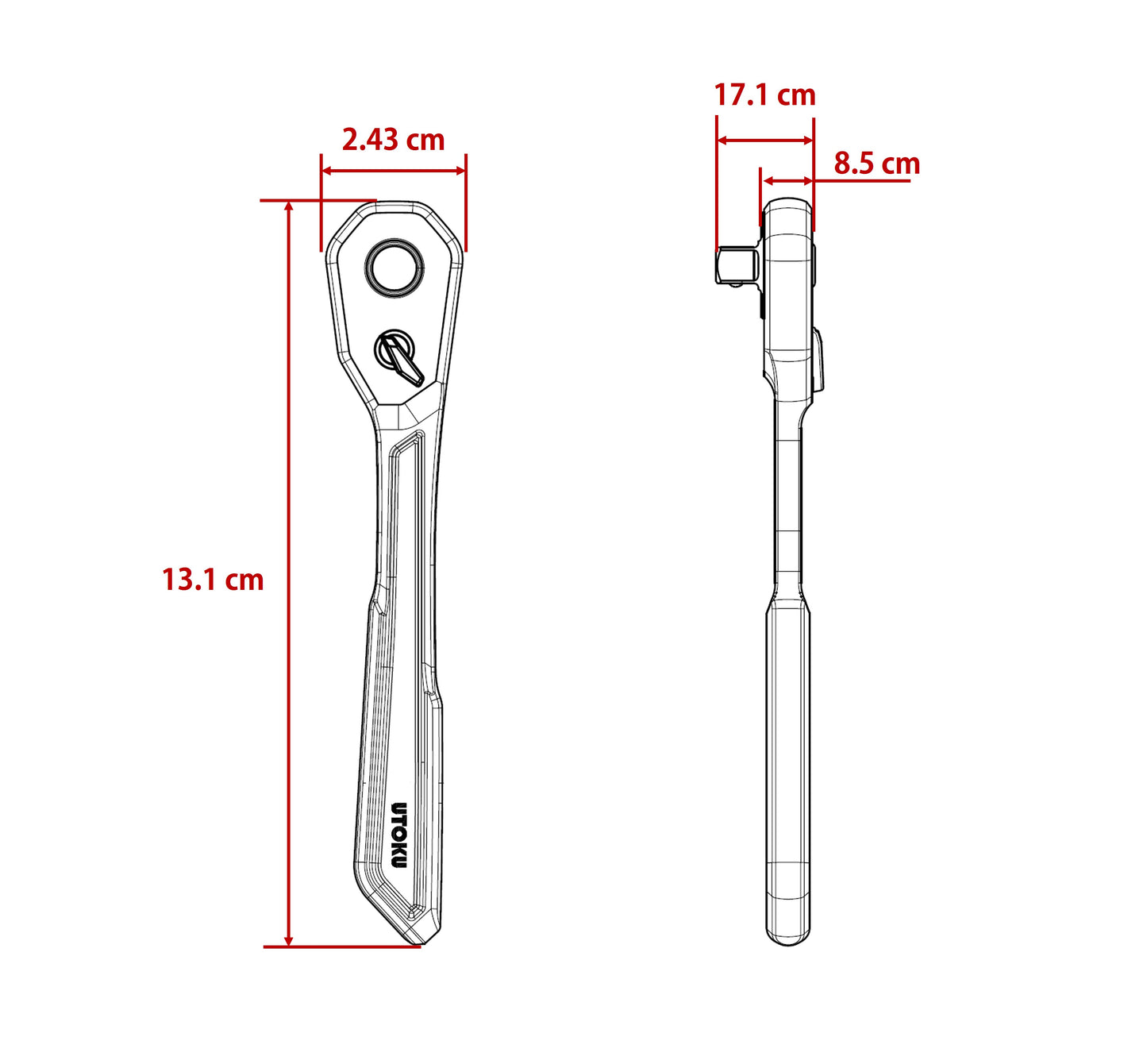 Utoku Super Slim Ratchet Black URSUS 90T 1/4" UT-SSRW-1B