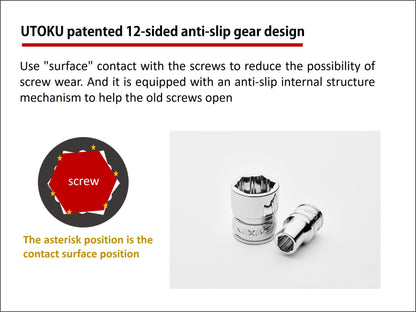 Utoku Nexper Anti-Slip Socket Set With 1/4" 90t Ratchet UT-NEXP-SST
