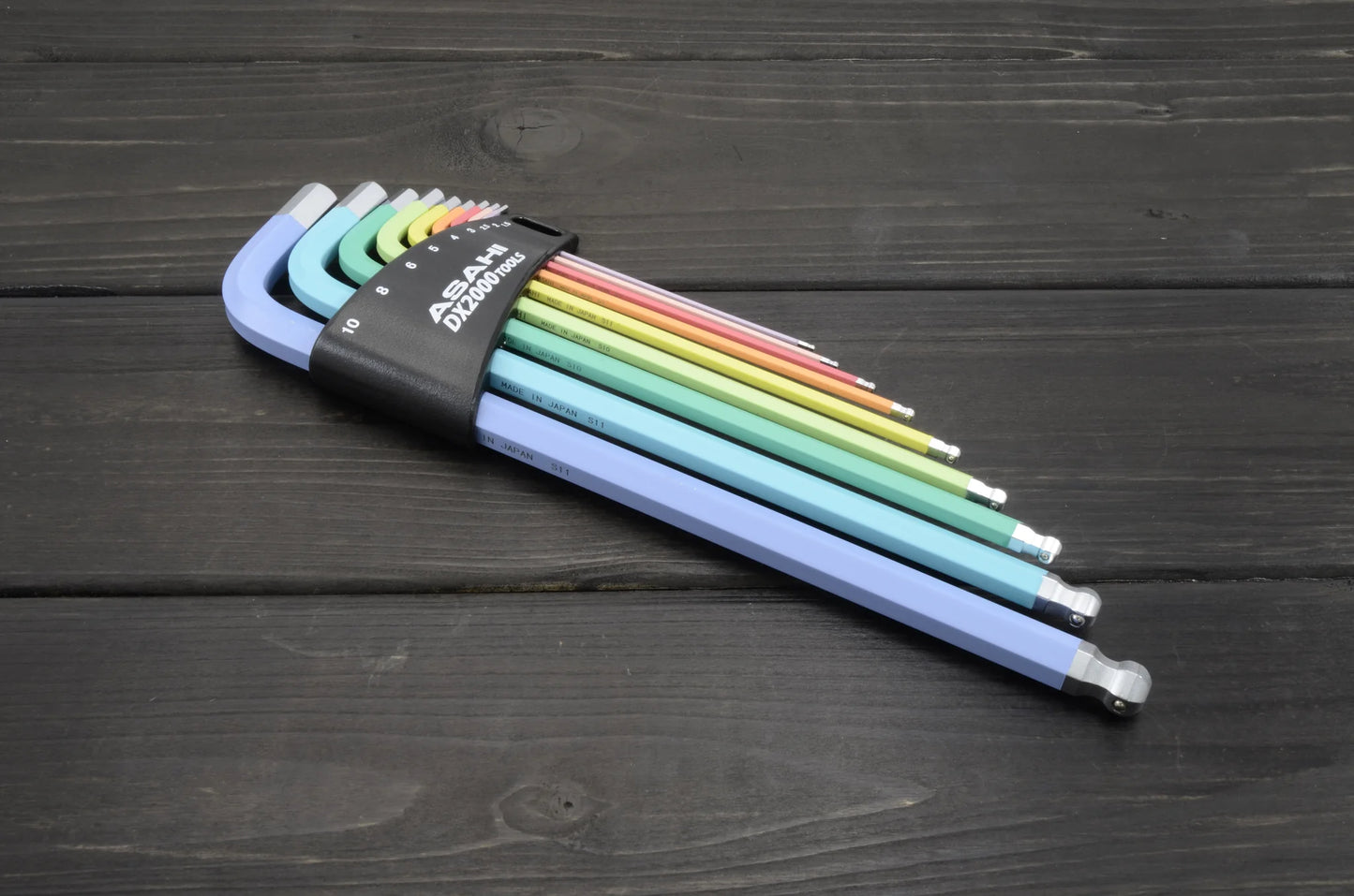 ASAHI Color Coded Screw Holding Ball End Hex L-Key Wrench Set 9Pc Metric AQKUS91