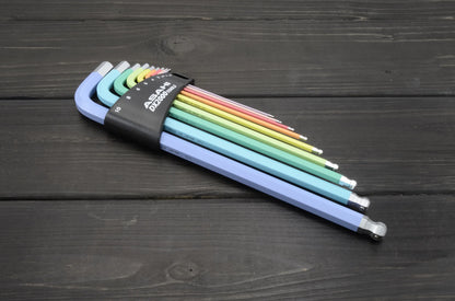 ASAHI Color Coded Screw Holding Ball End Hex L-Key Wrench Set 9Pc Metric AQKUS91