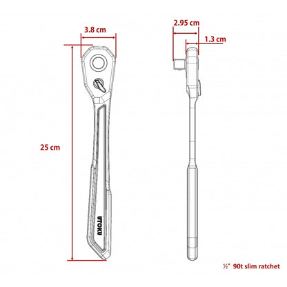 Utoku Super Slim Ratchet Black URSUS 90T 1/2" UT-SSRW-3B