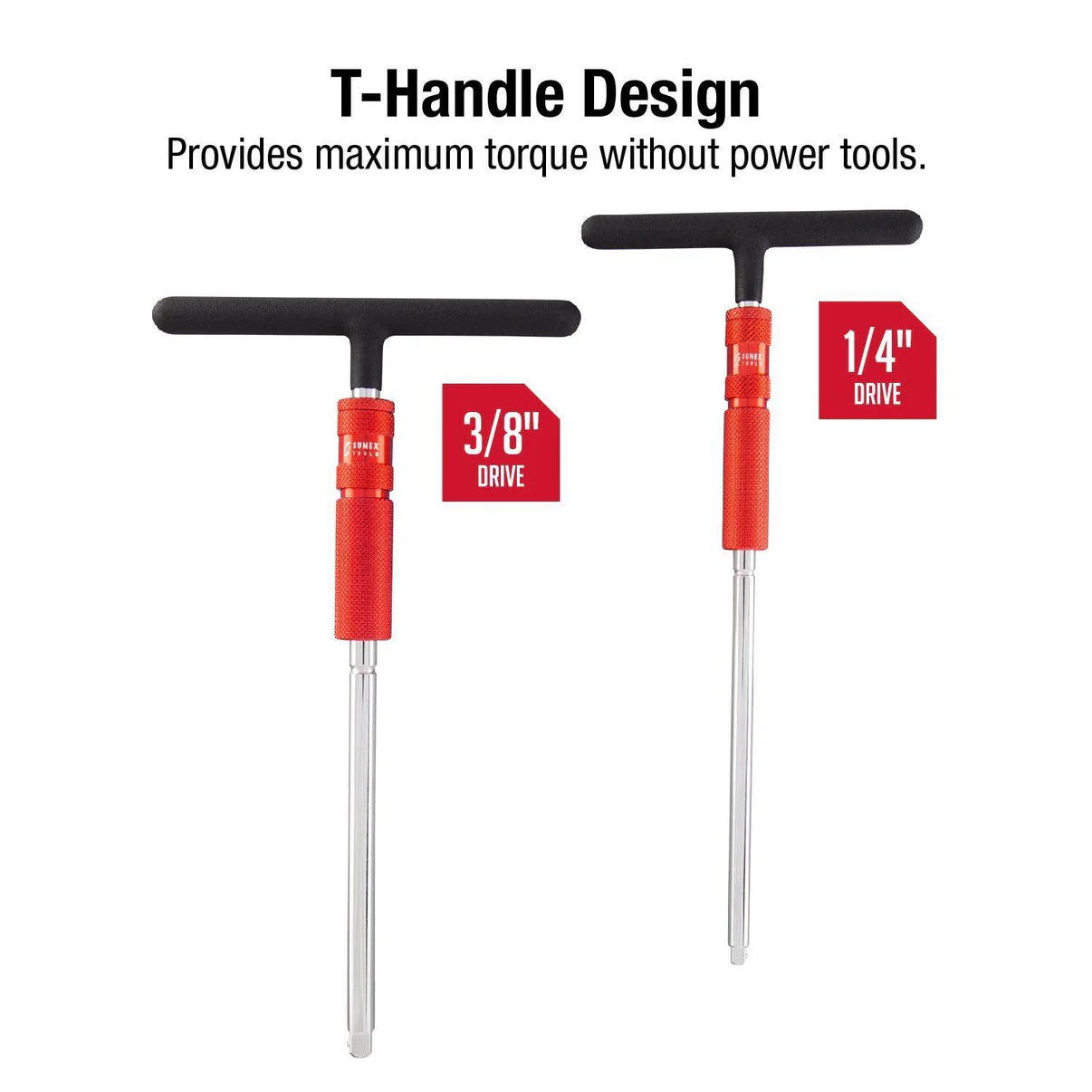 Sunex Tools 1/4 in. And 3/8 in. Drive Comfort Grip Adjustable T-Handle Speeder 2 Piece Set 9727