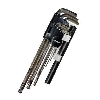 DEEN Heavy Duty Extra Long Ball-End Hex Key Set Metric DNHXTLS9NP