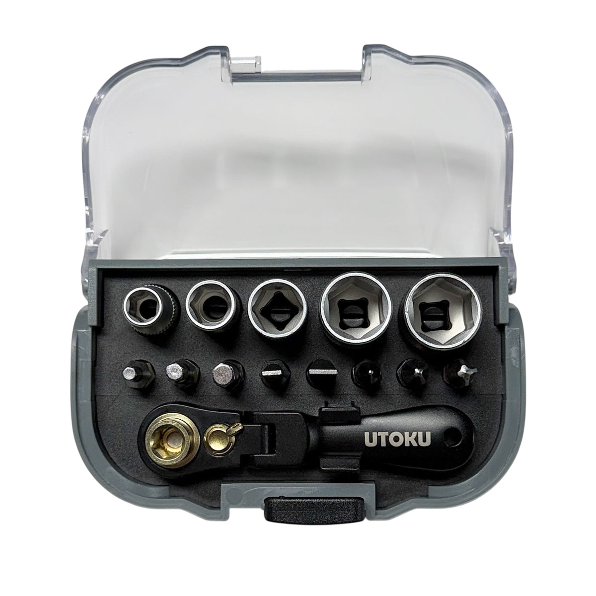 Utoku 14 Piece Mini Ratchet Socket and Bit Set Black UT-NRGM-1