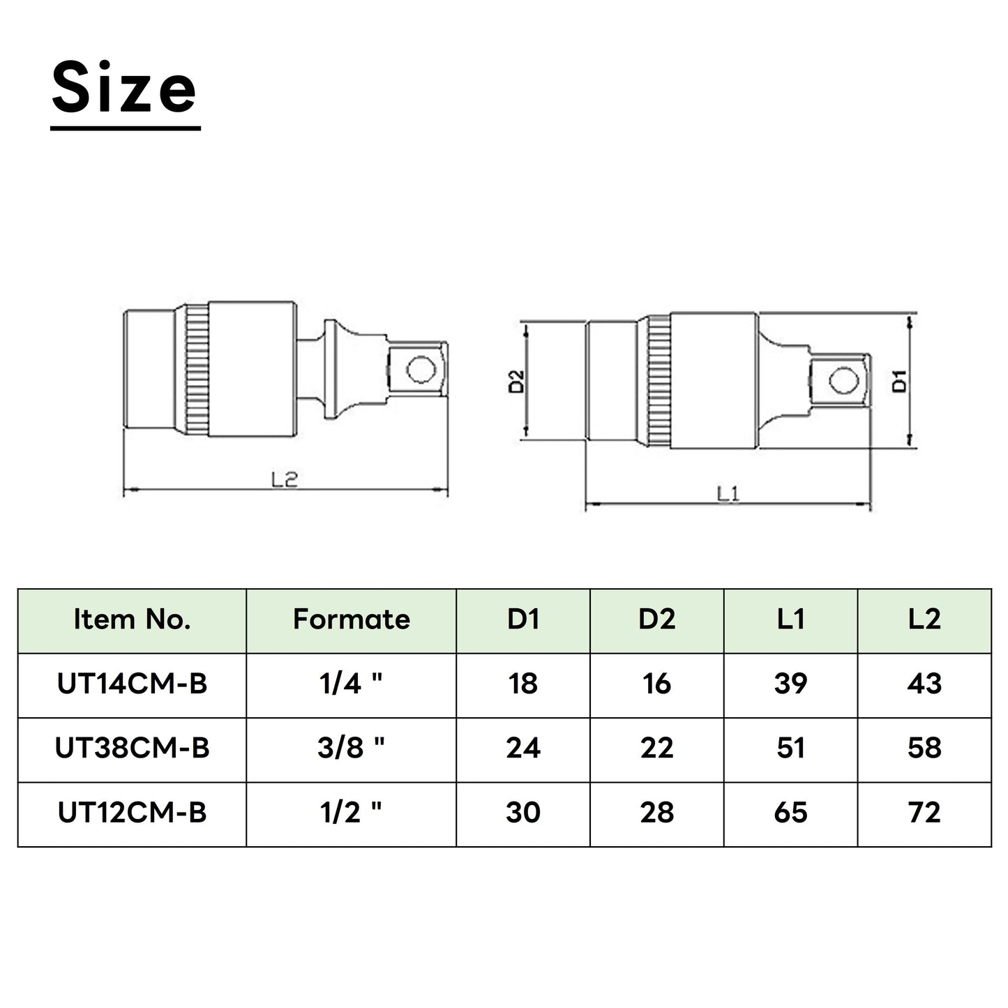 Utoku 1/4 in. Drive Locking Wobble Adapter UT14CM-B