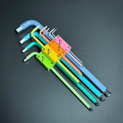 ASAHI Interlocking Color Coded L-Key Wrench Organizers Metric 7 Sizes