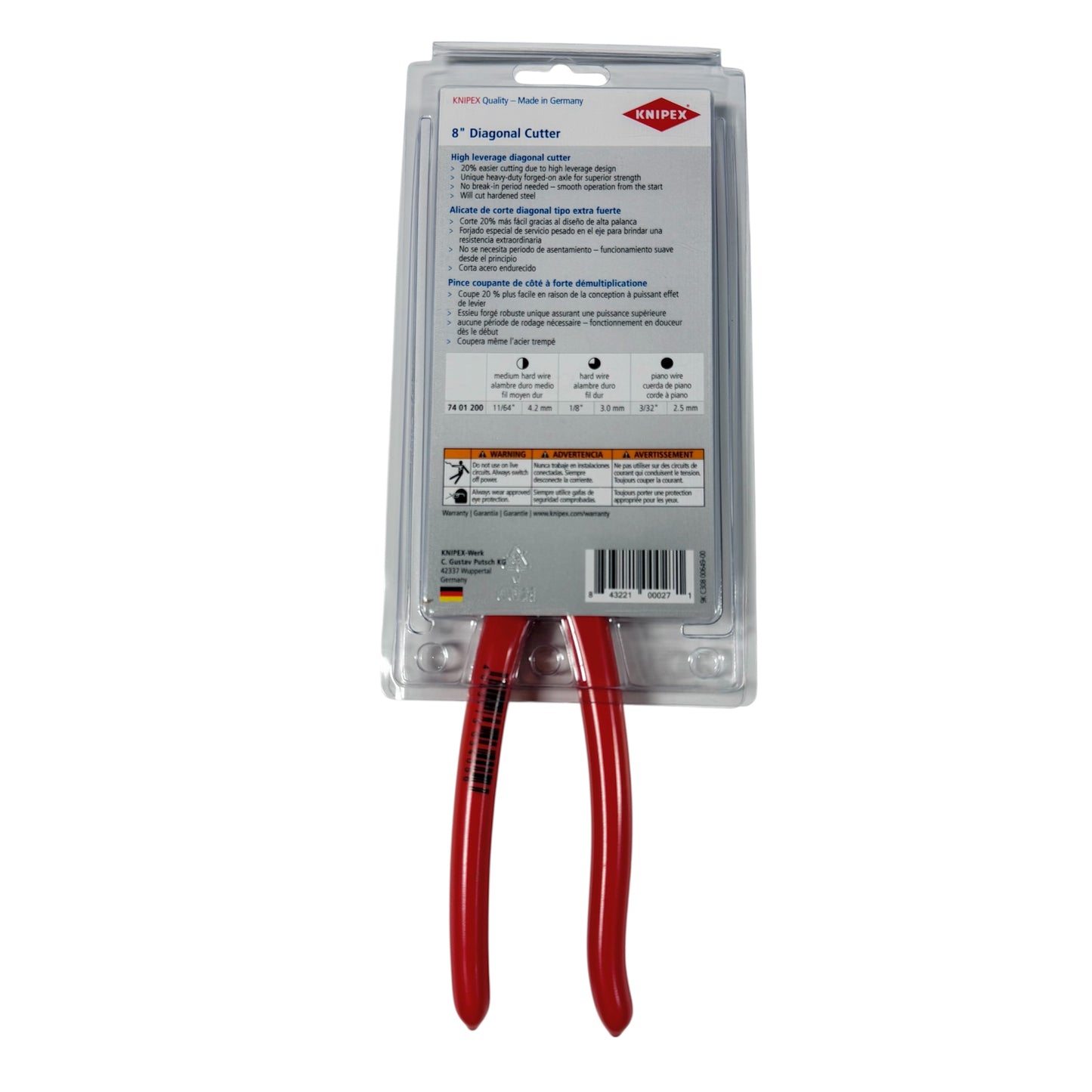 Knipex 8" High Leverage Diagonal Cutters 74 01 200