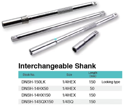 DEEN 1/4 in. Square Drive Shank For Ratcheting Driver 6 in. DNSH-14SQX150