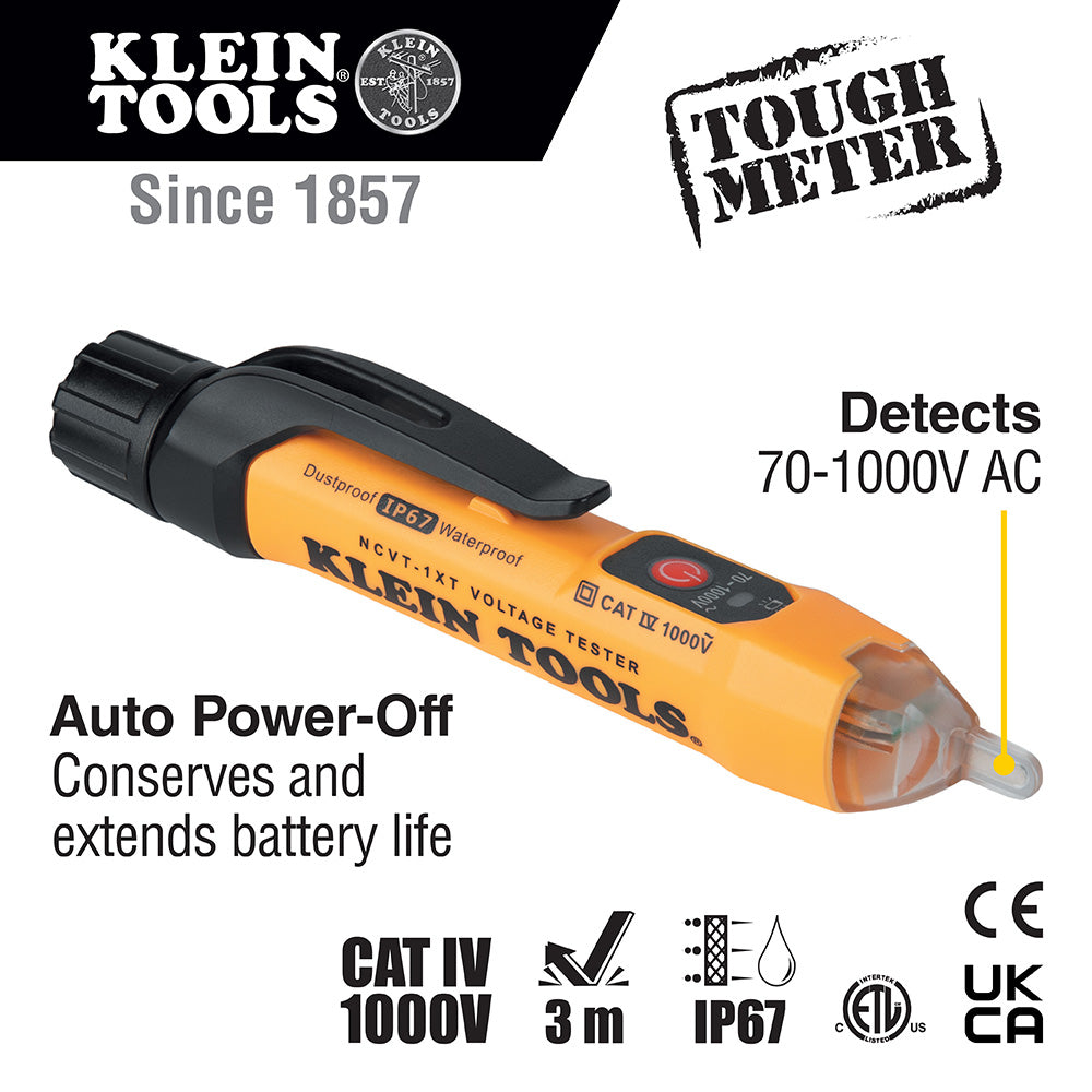 Klein Tools Non-Contact Voltage Tester, 70 to 1000V AC NCVT-1XT